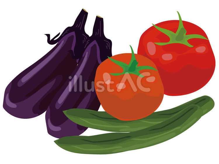 夏野菜セット(ナス・トマト・きゅうり)イラスト - No: 23856113｜無料