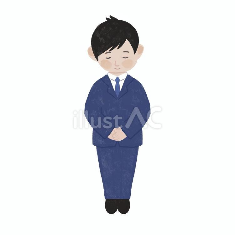 ビジネスマン（男性お辞儀) お辞儀,全身,ビジネスマンのイラスト素材