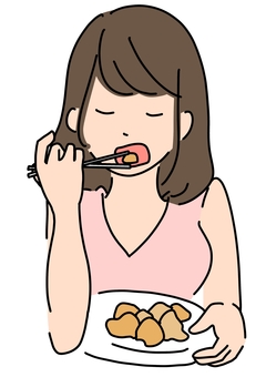 箸の持ち方がおかしい女性　カラー 箸,持ち方,変,女性,正面,マナー,カラーのイラスト素材