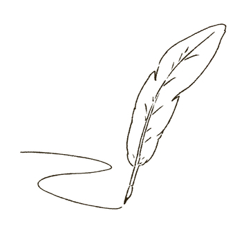 手描きの羽ペン　線画 羽ペン,書く,手描き,シンプル,線画のイラスト素材
