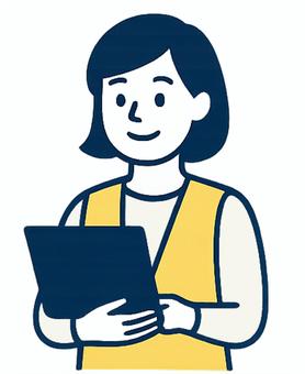 パソコンを持つ女性