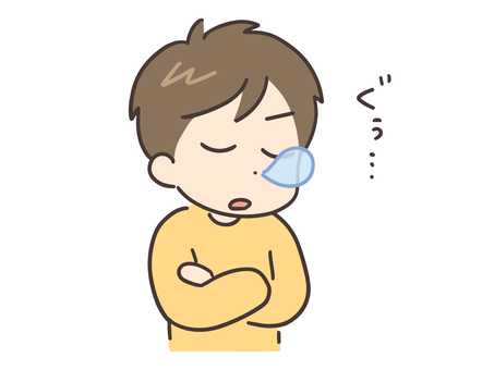 立ったまま寝ている私服の若い男性 男性,寝る,睡眠,居眠り,人物,人,男,20代,30代,若者のイラスト素材