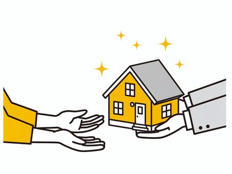 一戸建て住宅の引き渡しイメージ  引き渡す,家,マイホーム,引き渡し,一戸建,男性,スーツ,受け渡し,仕事,受け取るのイラスト素材