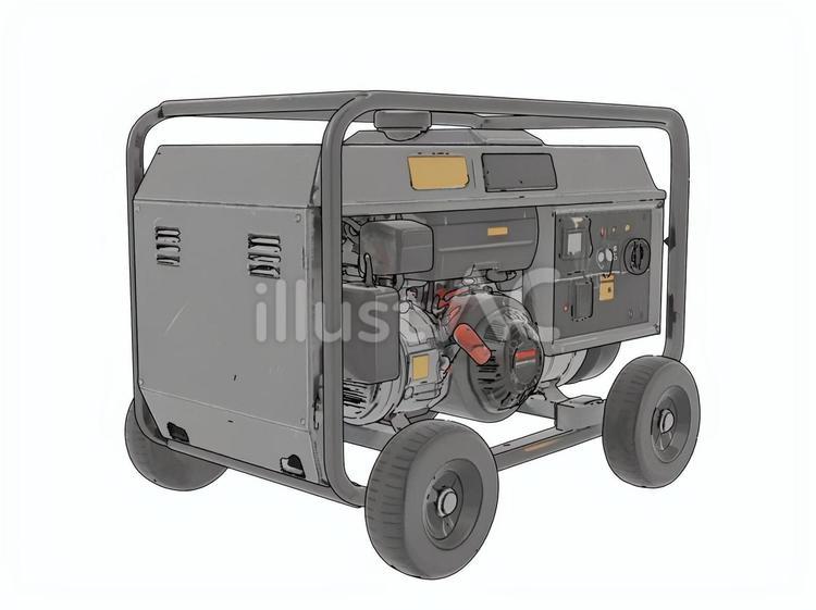建設工事現場非常可搬式移動式内燃力発電機 建設業,土木,建築のイラスト素材