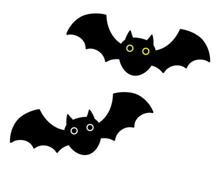 #4111ハロウィンのコウモリセット コウモリ,蝙蝠,ハロウィン,動物,翼,飛ぶ,夜,闇,黒,黄色のイラスト素材