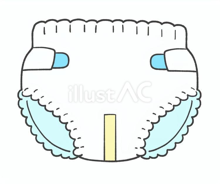 テープタイプの紙おむつの手描きイラスト おむつ,ベビー用品,かわいいのイラスト素材