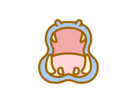 カバの大口正面　ブルー カバ,動物,口,生き物,哺乳類のイラスト素材