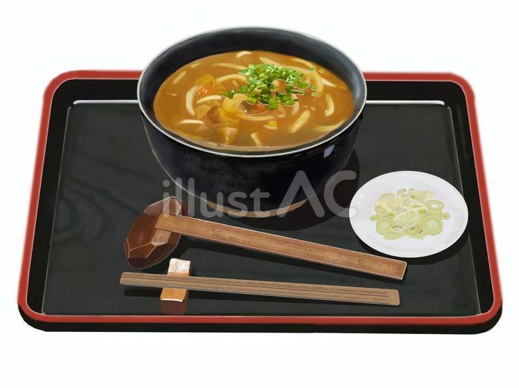 カレーうどんD（お盆付き） カレー,うどん,すうどんのイラスト素材
