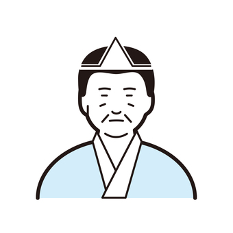 死者 死者,死んだ人,遺影,天冠,死装束,死亡,葬式,老人,男のイラスト素材