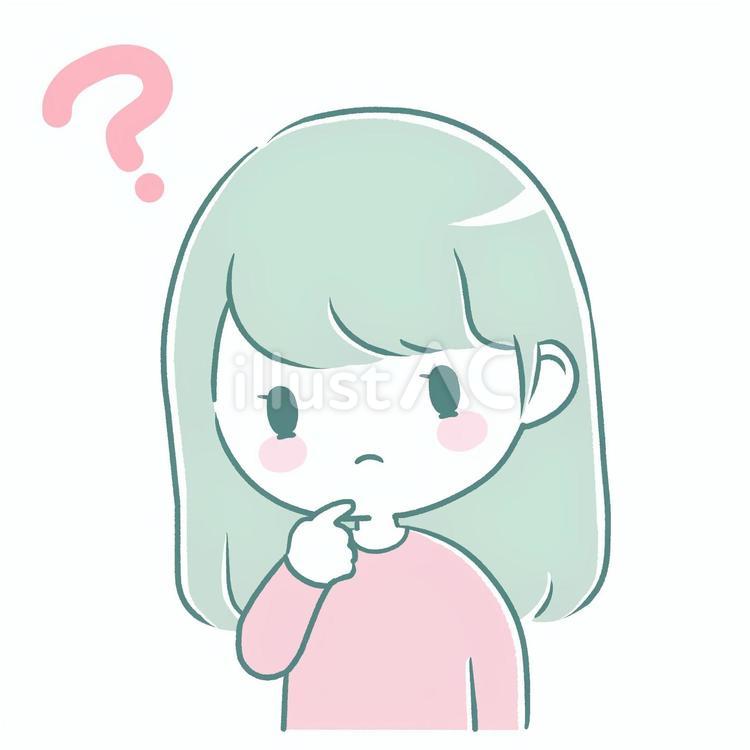 はてなマークを浮かべる女性（パステル） 女性,かわいい,ふんわりのイラスト素材