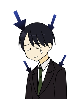 傷つくスーツの男性 人物,傷つく,悲しい,涙,泣く,痛い,矢印,攻撃,スーツ,ネクタイのイラスト素材