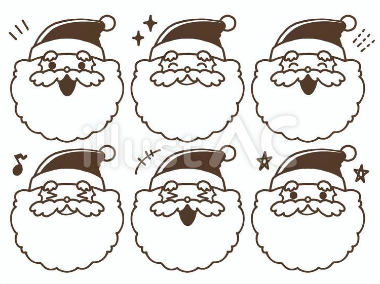 サンタクロース　表情セット　単色 サンタクロース,クリスマス,かわいいのイラスト素材