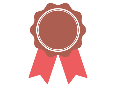 表彰・保証を示すバッジとリボンの飾り 表彰・保証を示すバッジとリボンの飾り メダル,エンブレム,バッジ,ワッペン,勲章,表彰,受賞,認定,保証,品質のイラスト素材