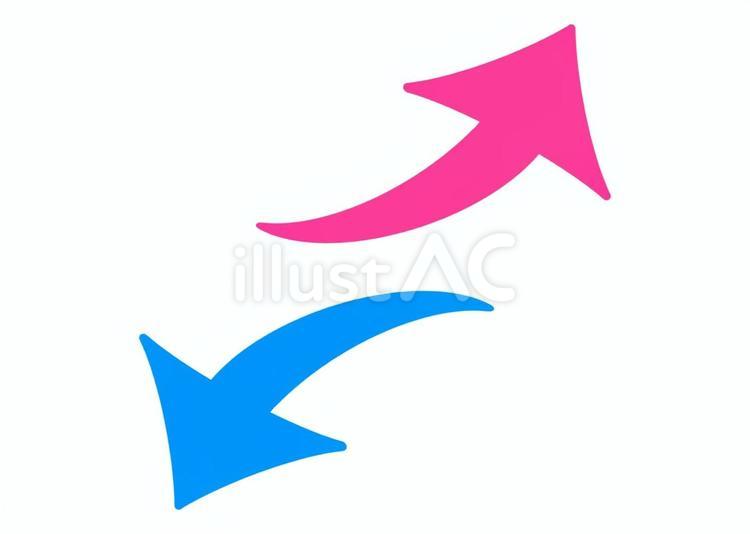 外側を向いた二色の矢印4 矢印,記号,2色のイラスト素材