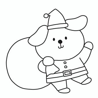 いぬサンタクロース サンタクロース,犬,クリスマス,動物,帽子,服,冬,モノトーン,塗り絵,可愛いのイラスト素材