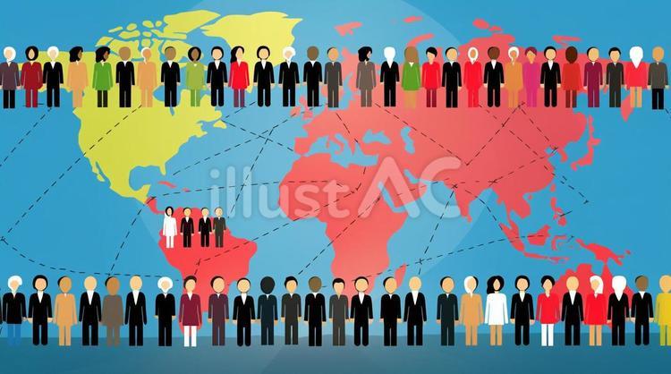 世界地図とネットワーク ビジネスマン,グローバル,ビジネスのイラスト素材