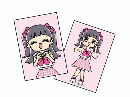 アイドル写真 アイドル,女の子,二次元,推し活,ブロマイド,ウインク,写真,グッズ,かわいい,ファンサのイラスト素材