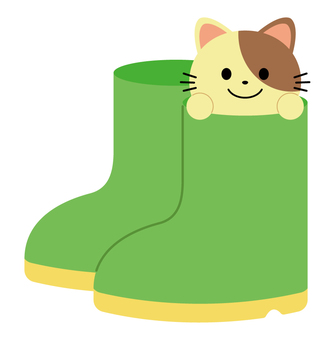 長靴から顔を出すねこ 長靴から顔を出すねこ 長靴,雨,梅雨,雨具,動物,猫,履く,顔,ひょっこり,かわいいのイラスト素材