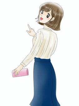 財布をもって案内する女性 財布,笑顔,案内,ol,女性のイラスト素材