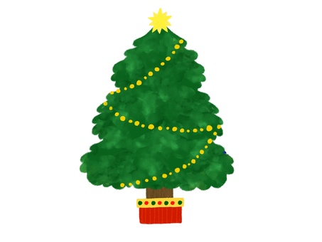 クリスマスツリーB（イルミネーション） クリスマスツリー,12月,december,クリスマス,冬,年末,季節,行事,ポイント,手描きのイラスト素材