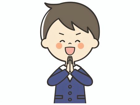 感謝する男の子 感謝,ありがとう,お礼,嬉しい,喜び,ワクワク,楽しみ,感動,感激,笑顔のイラスト素材