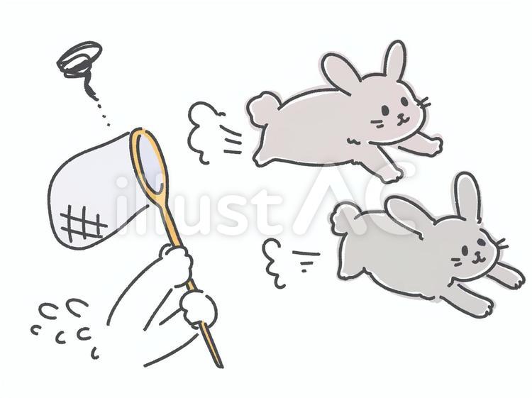 二兎追うものは一兎も得ず ことわざ,うさぎ,動物のイラスト素材