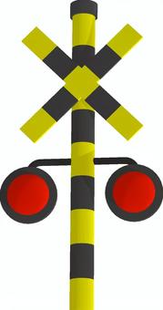 踏切 鉄道,遮断機,踏切,警報機,赤色灯,縞模様,蛍光色,黄色,3dcg,立体のイラスト素材