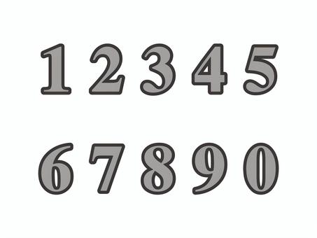 数字（黒縁）03-03 数字,ナンバー,番号,灰,縁,セット,アイコンのイラスト素材