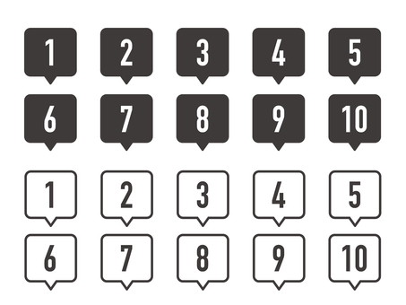 数字アイコン（吹き出し２／1桁） 数字,アイコン,セット,黒,透過,no.,ナンバー,ナンバリング,グレー,テキストのイラスト素材