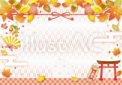 紅葉和柄七五三フレーム