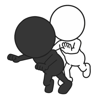 押す人押される人 棒人間,押す,背中,バランス,崩す,転倒,驚き,動揺,リアクション,感情のイラスト素材