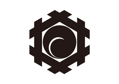 六角井筒左一つ巴 左一つ巴,六角,家紋,黒,円,巴紋,井筒,六角形,紋様,紋付のイラスト素材