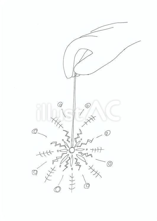 線香花火塗り絵 線香花火,塗り絵,線画のイラスト素材