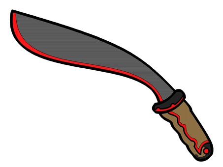 ククリの武具アイコン『赤』 ククリ,ナイフ,武器,刃,モチーフ,カラー,近接,攻撃,斬る,裂くのイラスト素材