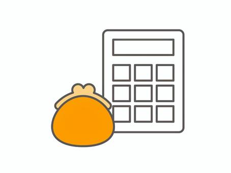 財布と電卓のイラスト素材01 お金,財布,がま口,電卓,計算機,ビジネス,イラスト,挿絵,アイコン,ワンポイントのイラスト素材