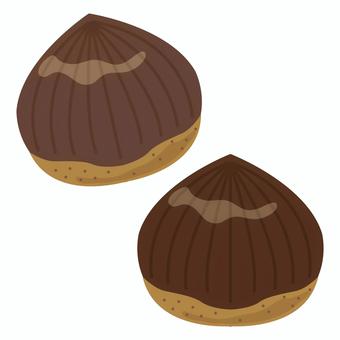 栗のイラスト（2個セット） 栗,クリ,くり,秋,味覚,食べ物,食材,木の実,季節,マロンのイラスト素材