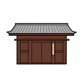 棟門 門,門構え,棟門,切妻屋根,武家屋敷,寺社,道場,時代劇,江戸時代,建築のイラスト素材