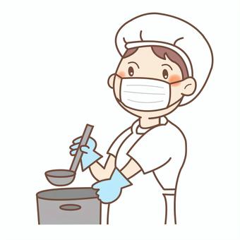 調理さん 給食さん,給食,栄養士,調理師,コック,白衣,料理,マスクのイラスト素材
