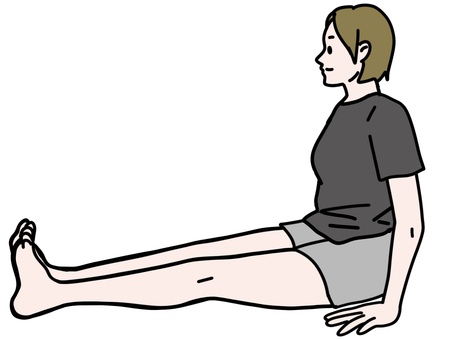 脚を伸ばして座る 女性,漸進的筋弛緩法,脚,伸ばす,ピーン,横向き,姿勢,座位,座る,若いのイラスト素材