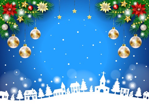 Christmas25113 街並み,オーナメント,ポインセチア,クリスマス,雪だるま,星,スター,家,飾り,あしらいのイラスト素材