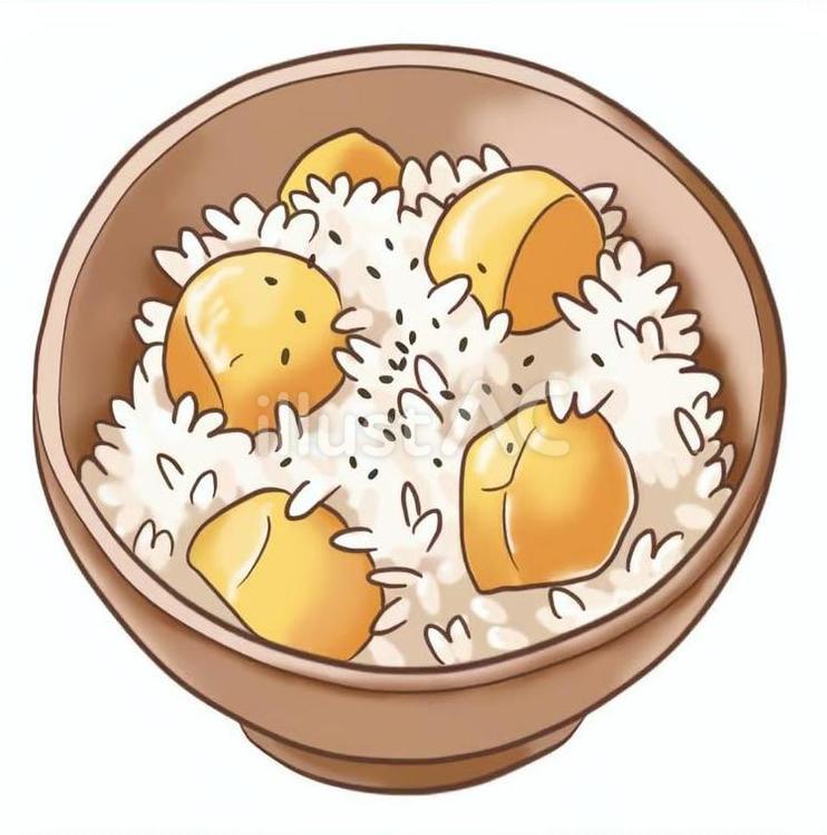 秋の味覚　栗ご飯のイラスト 栗,ご飯,秋のイラスト素材