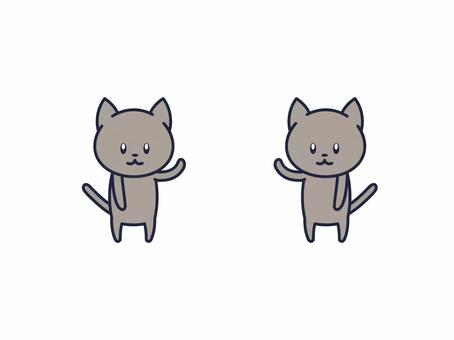 手を挙げる猫 手を挙げる猫 猫,ネコ,動物,ペット,子猫,こねこ,キャット,哺乳類,ワンポイント,可愛いのイラスト素材