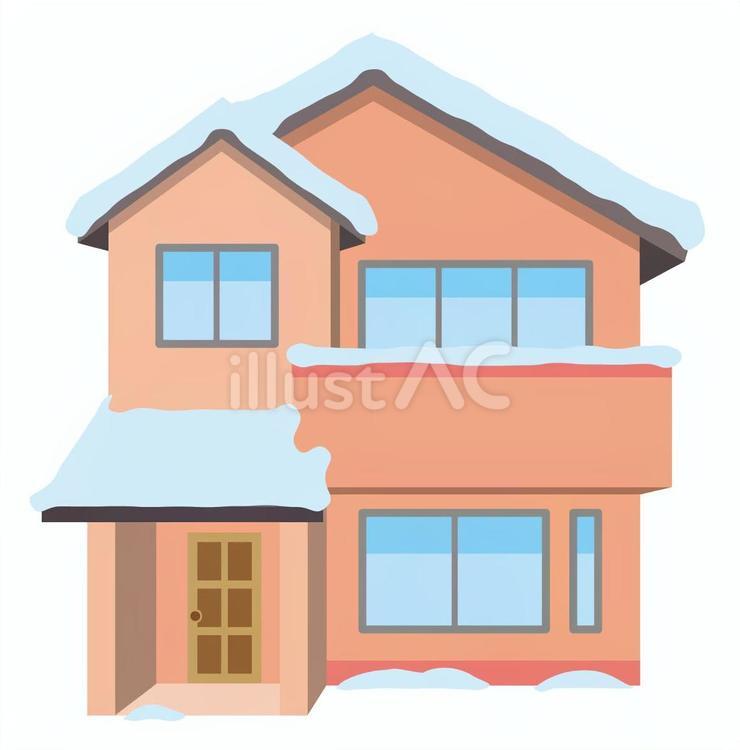 雪の積もった冬の家04 家,アイコン,あしらいのイラスト素材