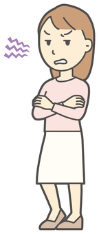  ロングヘア女性-143-全身 怒る,女性,女の子,人物,かわいい,怒り,キレる,ムカつく,喧嘩,プンプンのイラスト素材