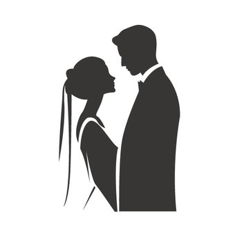 シルエット 新郎新婦 1 新郎新婦,結婚式,ウェディング,カップル,ブライダル,イメージ,シンプル,素材,アイコン,デザインのイラスト素材