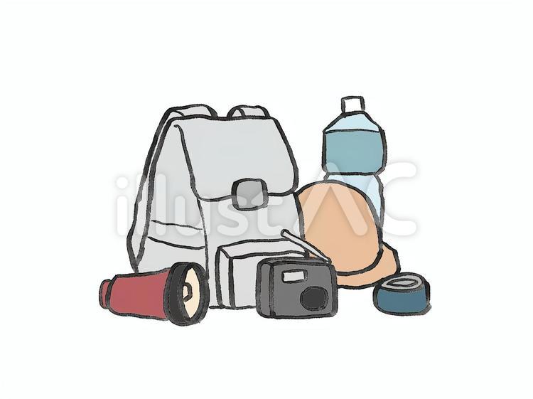 防災用品 防災用品,防災リュック,ヘルメットのイラスト素材