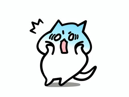 驚いて青ざめる可愛いねこイラスト 驚いて青ざめる可愛いねこイラスト ショック,青ざめる,驚く,びっくり,失敗,どうしよう,猫,可愛い,手描き,動物のイラスト素材