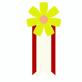 リボン記章_黄 リボン,記章,飾り,祝い,式典,シンプル,入学式,卒業式,花,黄のイラスト素材