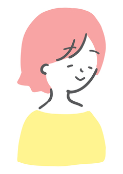 おっとりした笑顔の女性 女性,おっとり,落ち着いた,優しい,笑顔,にっこり,笑う,静か,明るい,シンプルのイラスト素材