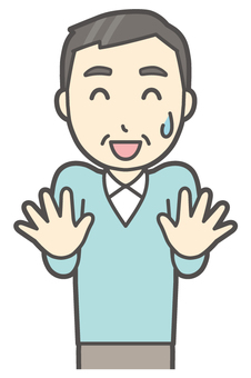 ニット中年男性-021-バスト  ニット中年男性-021-バスト ごまかす,おじさん,男性,中年,お父さん,パパ,シニア,ミドルエイジ,人物,かわいいのイラスト素材